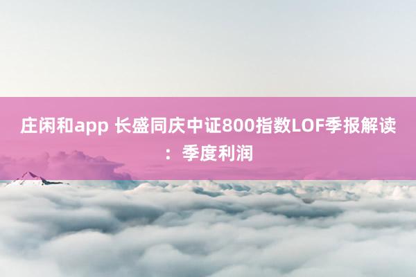 庄闲和app 长盛同庆中证800指数LOF季报解读：季度利润