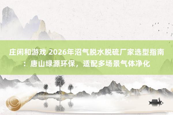 庄闲和游戏 2026年沼气脱水脱硫厂家选型指南：唐山绿源环保，适配多场景气体净化
