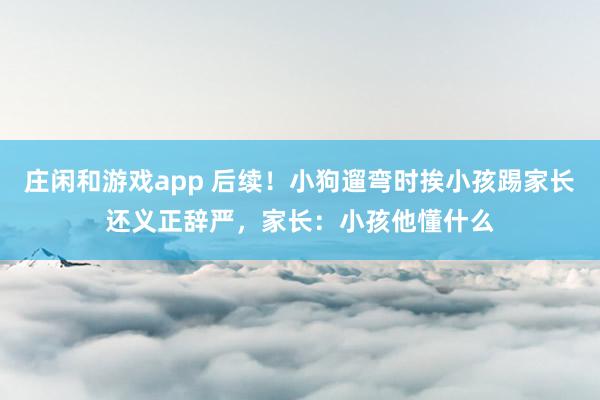 庄闲和游戏app 后续！小狗遛弯时挨小孩踢家长还义正辞严，家长：小孩他懂什么