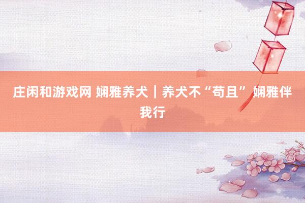 庄闲和游戏网 娴雅养犬｜养犬不“苟且” 娴雅伴我行