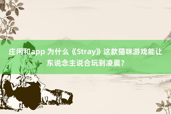 庄闲和app 为什么《Stray》这款猫咪游戏能让东说念主说合玩到凌晨？