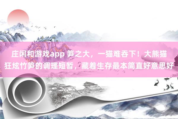 庄闲和游戏app 笋之大，一猫难吞下！大熊猫狂炫竹笋的调理短暂，藏着生存最本简直好意思好