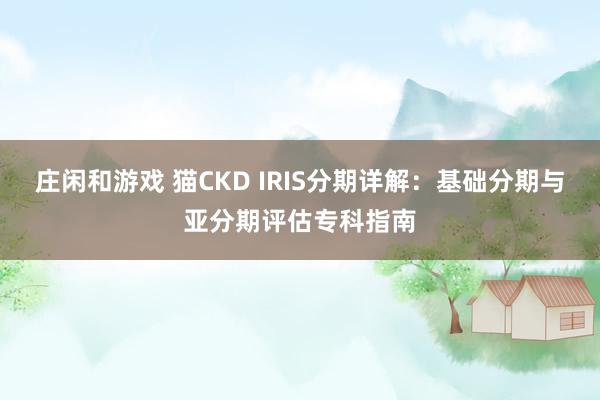 庄闲和游戏 猫CKD IRIS分期详解：基础分期与亚分期评估专科指南